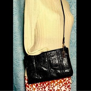 1970s Vintage Clemente Authentic Snake Skin Convertible Clutch Shoulder Bag